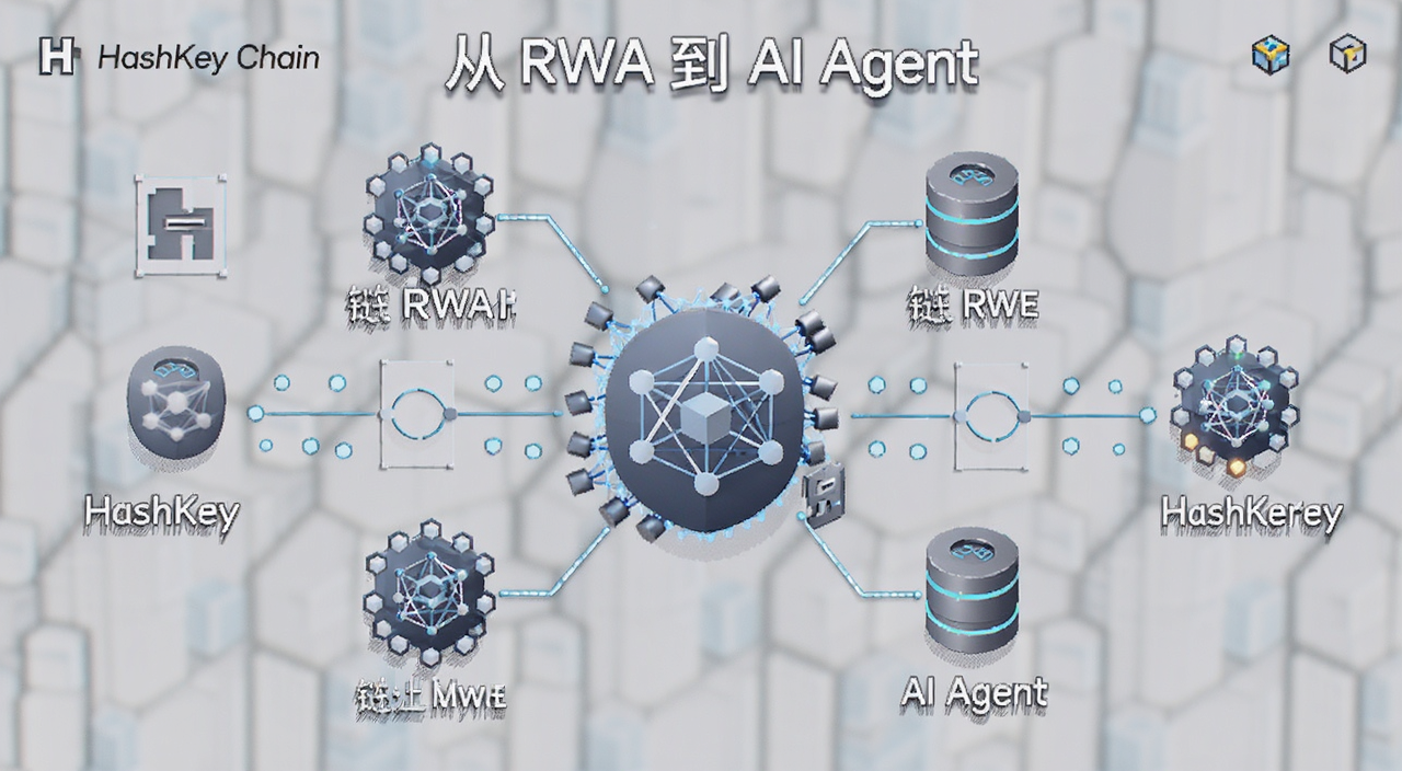 HashKey Chain ���Ͻ��ڻ�����ʩ����ͼ,ͼ������ע������ RWA �� AI Agent��