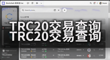 TRC20交易查询教程配图,画面中显示区块链浏览器搜索框和TRC20交易记录列表,包含文字“TRC20交易查询”