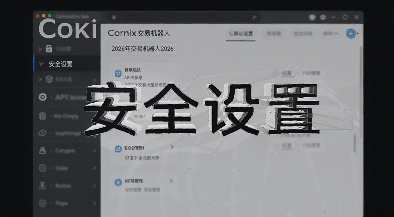 Cornix交易机器人2026年安全设置与API权限管理界面,文字标注“安全设置”