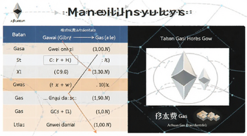 以太坊Gas用量对比表格,Gas费计算示意图,标注Gwei和Gas区别