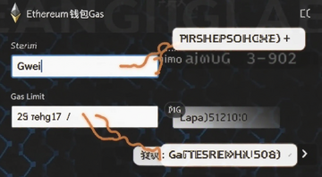 以太坊钱包Gas设置界面截图,显示Gwei输入框和Gas Limit,标注新手建议