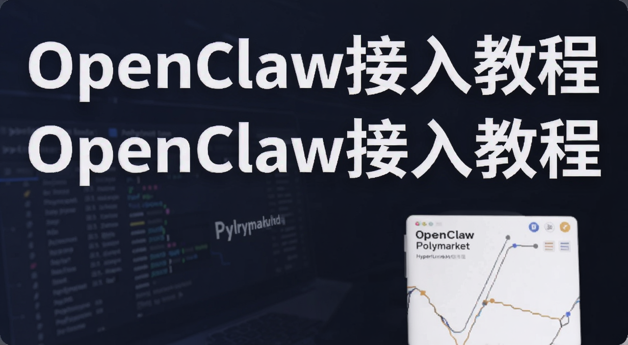 OpenClaw接入Polymarket与Hyperliquid的新手教程封面图,文字注明“OpenClaw接入教程”