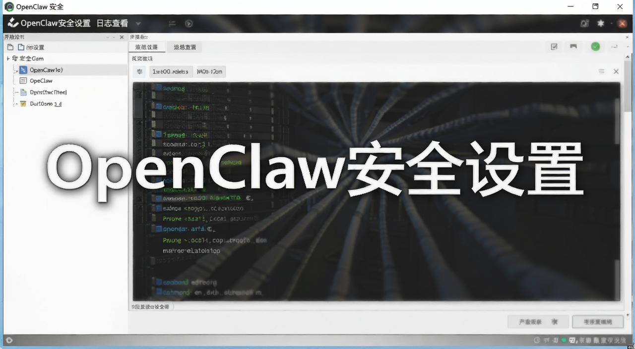 OpenClaw安全设置与日志查看界面,文字注明“OpenClaw安全设置”