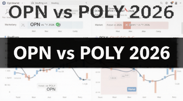 预测市场平台OPN与POLY对比界面截图,文字标注“OPN vs POLY 2026”
