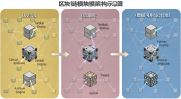 区块链模块化架构示意图,展示执行层、结算层、数据可用性层分离,标注区块链三难困境文字