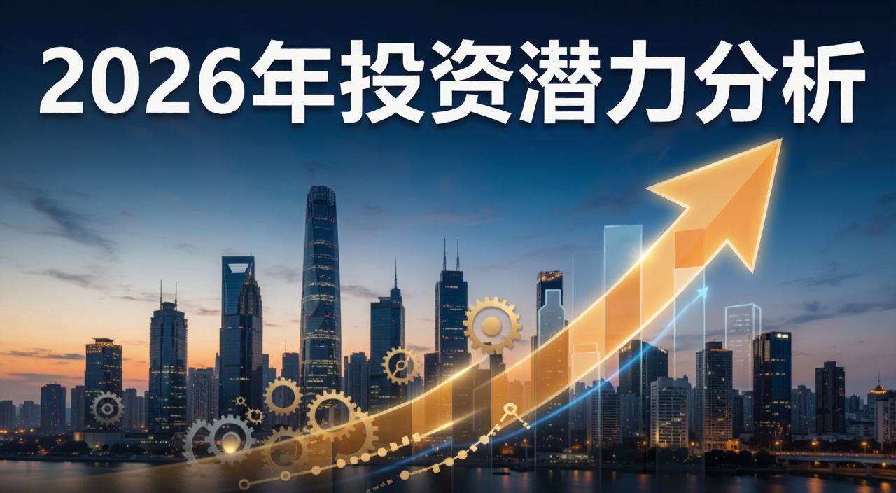 2026年风险和投资潜力分析主题配图,画面为城市天际线与上升箭头,标注2026年投资潜力分析字样