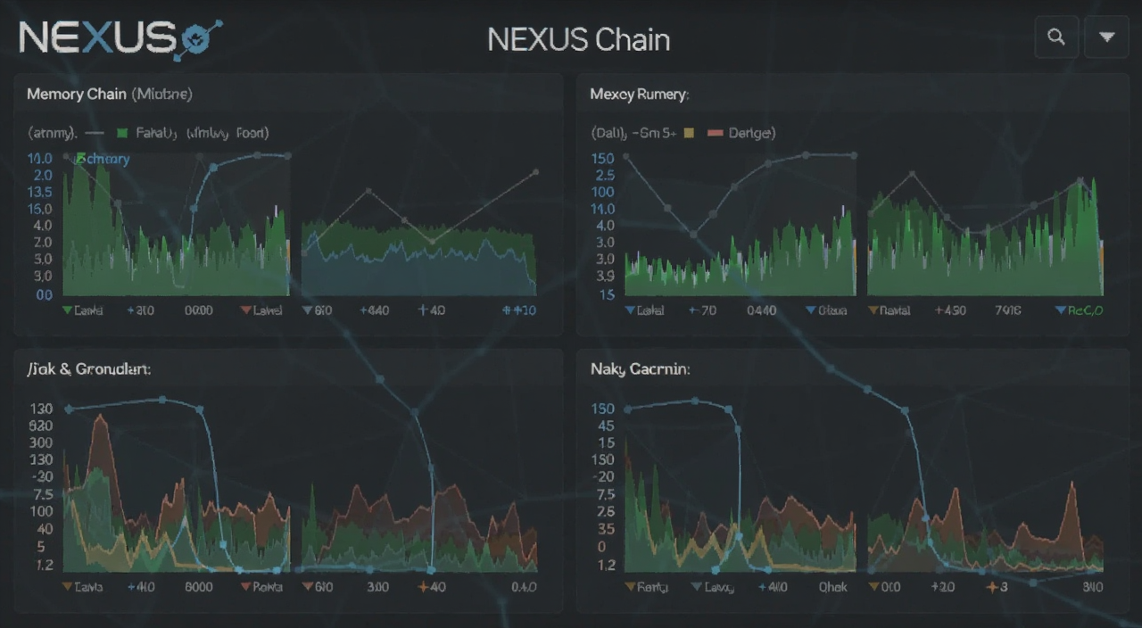 NEXUS Chain轻节点运行监控面板截图,显示内存占用和出块情况,有文字“NEXUS Chain”