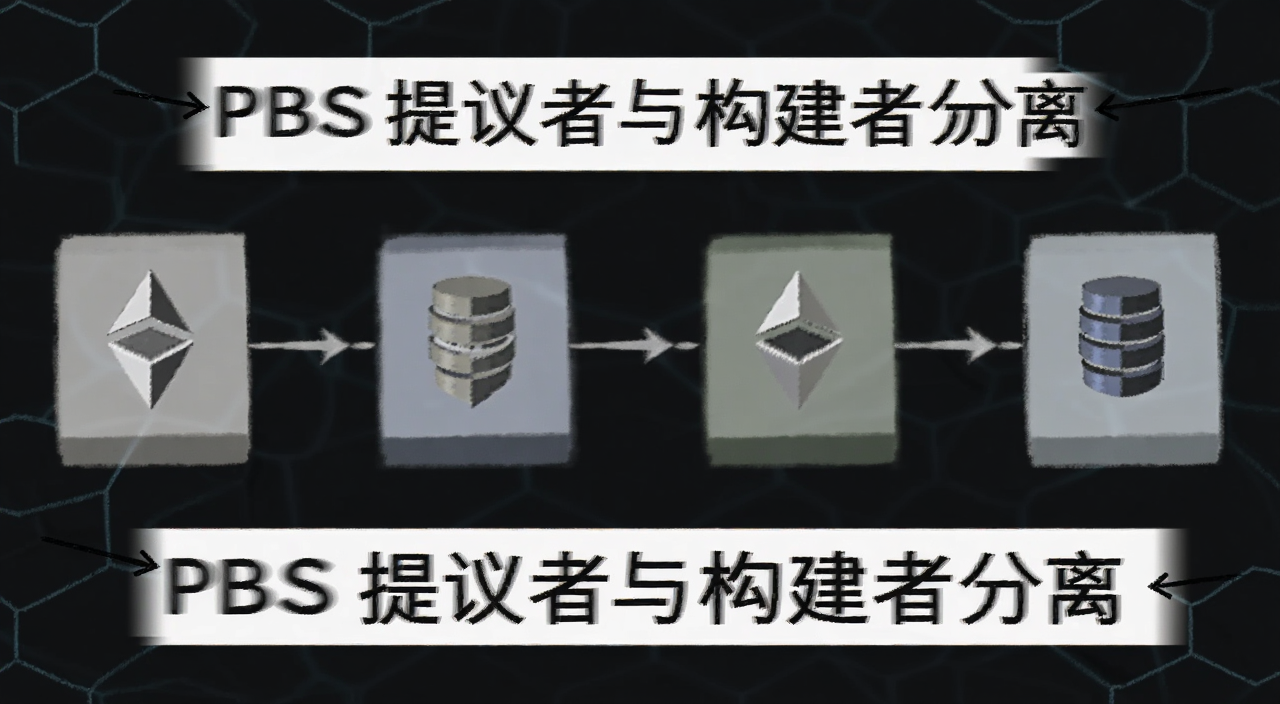以太坊PBS是什么意思概念图解,文字标注“PBS 提议者与构建者分离”