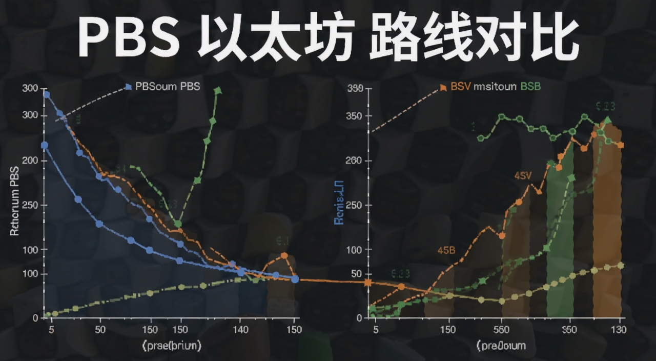 以太坊PBS与BSV走势对比示意图,文字标注“PBS 以太坊 路线对比”