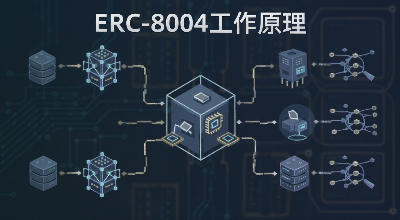 ERC-8004区块链代理标准概念图,图中文字注明“ERC-8004工作原理”