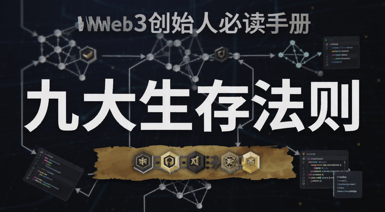 Web3创始人必读手册 从协议设计到代币策略的九大生存法则 封面图,图中文字标注“九大生存法则”
