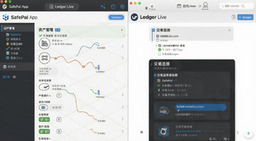 SafePal App��Ledger Live��������ͬ���ԱȽ�ͼ��չʾ�ʲ�����ҳ��ͽ���ǩ�����̣��ؼ��ʰ���SafePal��LedgerӲ��Ǯ���Ա�