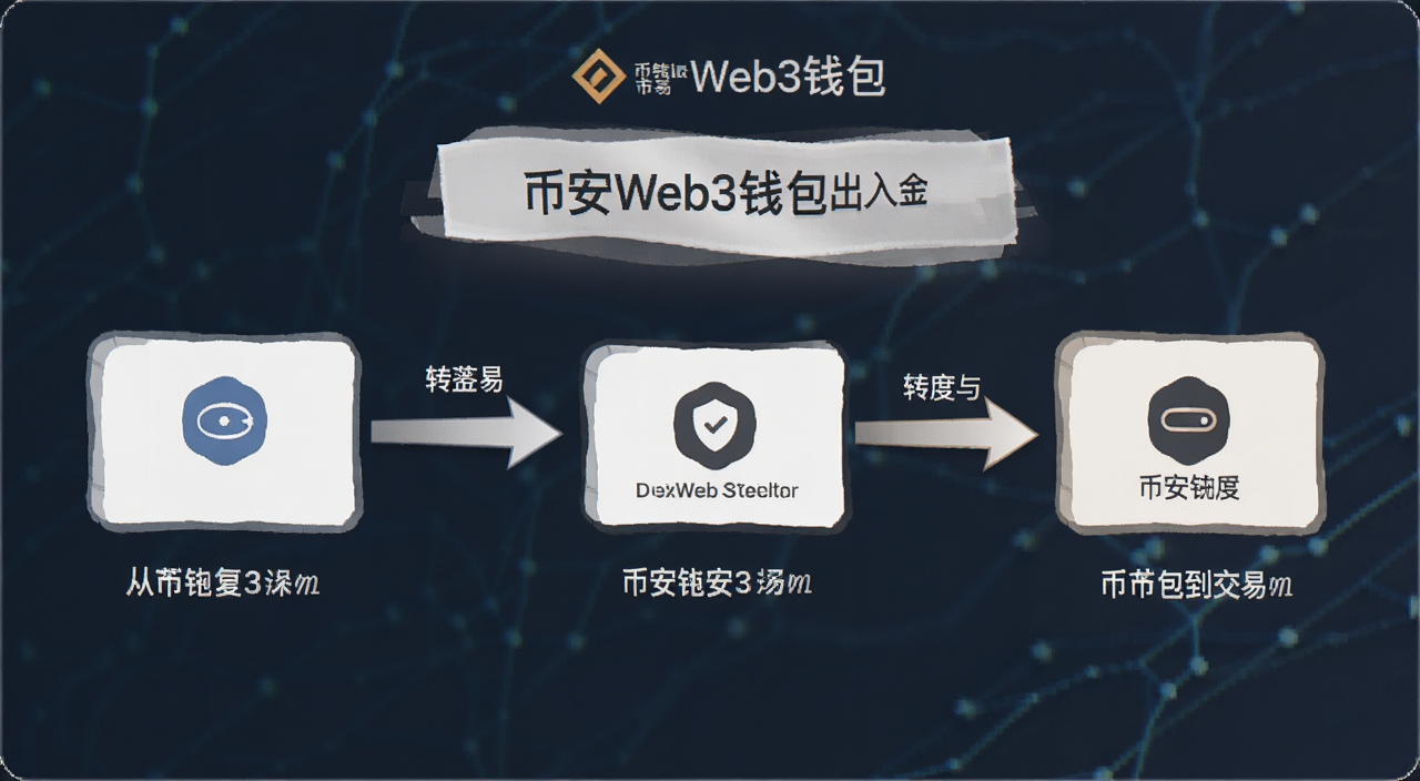 币安Web3钱包出入金操作流程图,展示从钱包到交易所的转账步骤,文字用“币安Web3钱包”注明