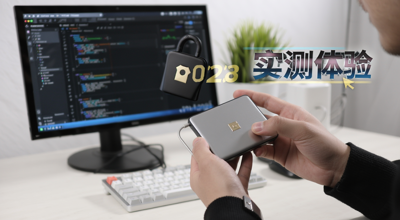 冷钱包哪个好 2026四大品牌冷钱包优缺点盘点 用户手持冷钱包操作场景图,标注“实测体验”字样