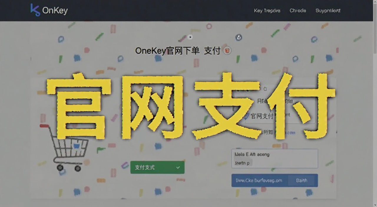 OneKey官网下单支付页面截图,展示购物车和支付方式选择,图中文字标注“官网支付”