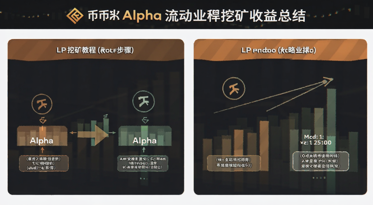 币安Alpha流动性挖矿收益总结图,展示LP挖矿教程核心步骤和收益攻略要点,标注币安Alpha关键词