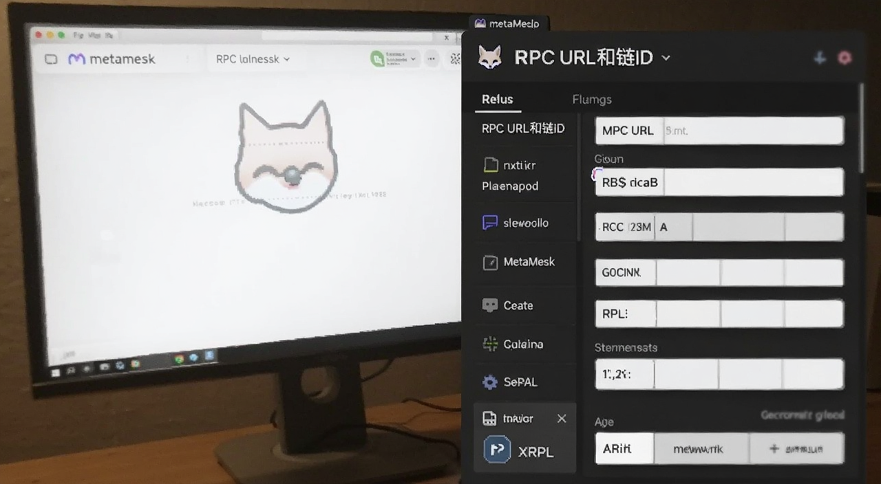 MetaMask小狐狸钱包XRPL网络参数填写界面,文字注明“RPC URL和链ID”