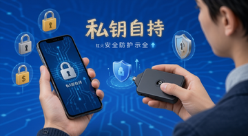 ���ر�Ǯ����ȫ����ʾ��ͼ,һ���������ֻ���Ӳ��Ǯ��,��Χ�����Ͷ���ͼ��,�����Ǽ�����ɫ��,ͻ���������κͰ�ȫ��ʶ,����ע����˽Կ�Գ֡�