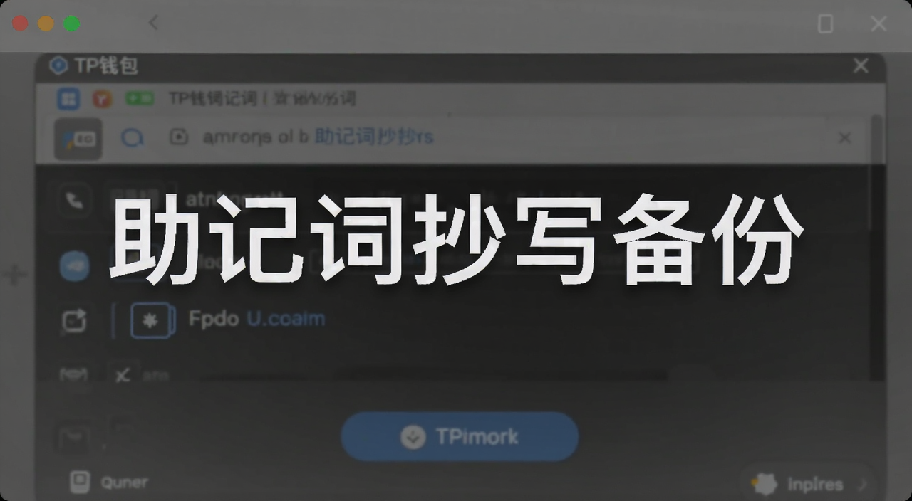 TP钱包创建钱包助记词备份界面,图中文字标注“助记词抄写备份”