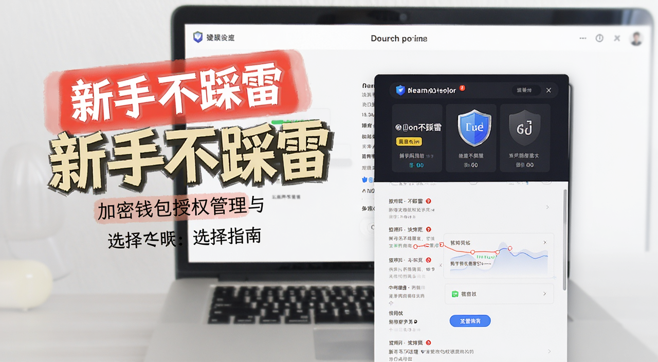 加密钱包授权管理与钓鱼网站警示界面,文字“新手不踩雷”,关键词包含新手不踩雷选择指南
