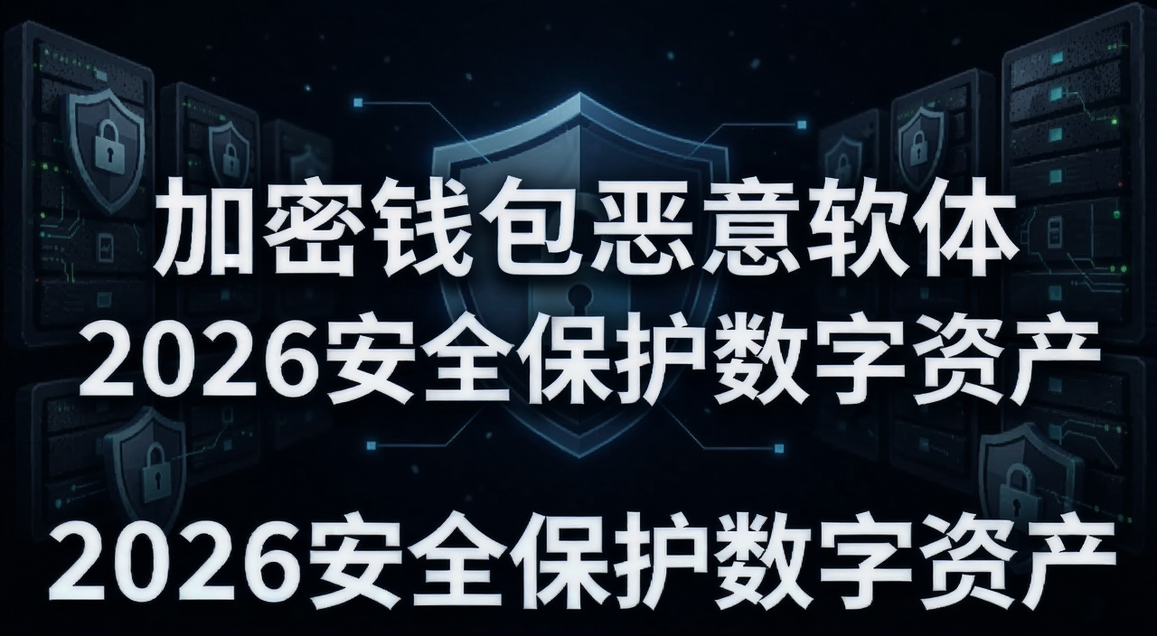 加密钱包恶意软体入侵数字资产安全防护警示图,图中文字标注“加密钱包恶意软体”和“2026安全保护数字资产”
