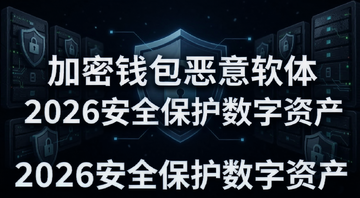 加密钱包恶意软体入侵数字资产安全防护警示图,图中文字标注“加密钱包恶意软体”和“2026安全保护数字资产”