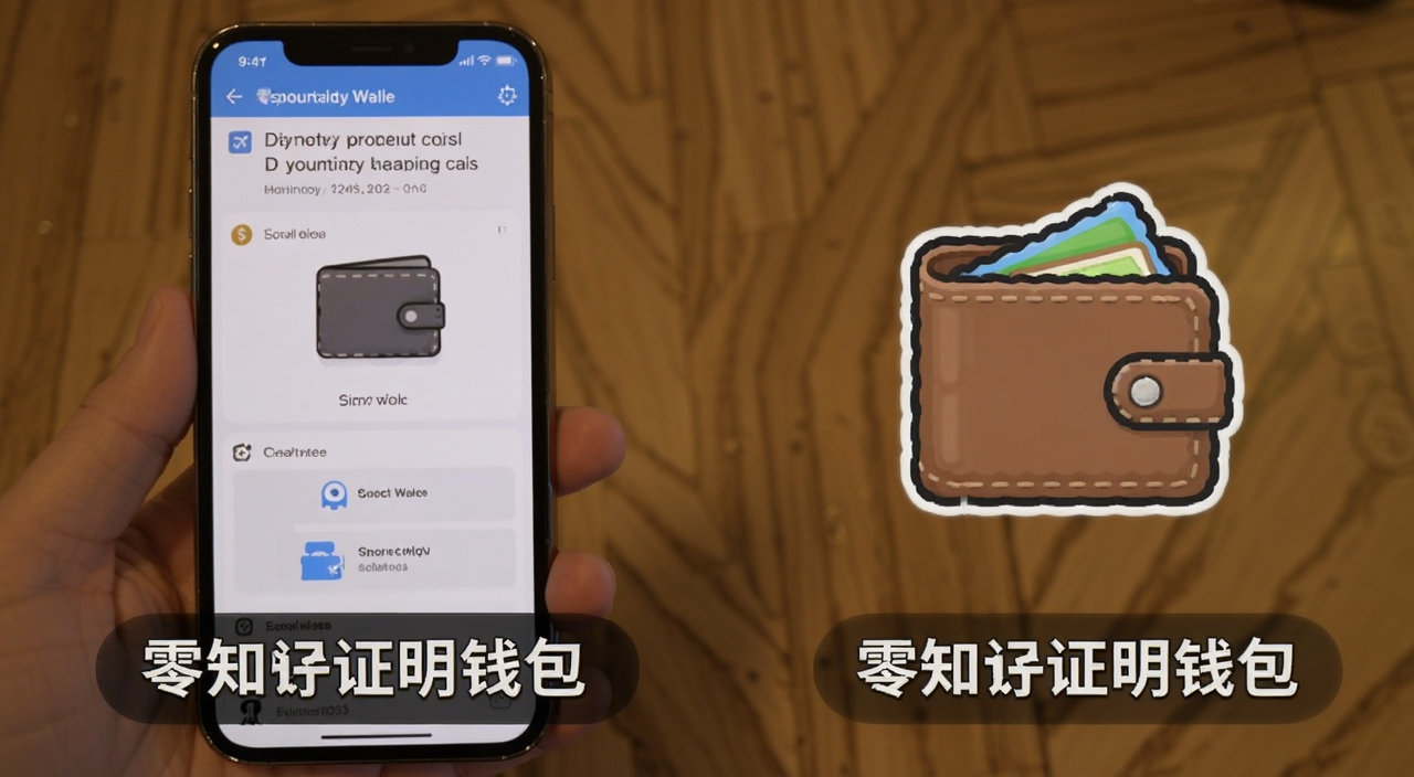 零知识证明钱包是什么和传统钱包有什么区别 配图展示一个手机屏幕显示零知识证明钱包界面旁边放着传统钱包图标做对比 文字标注零知识证明钱包