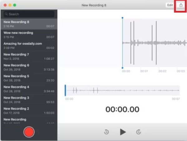 Simple Recorder for Mac(录音软件) 录音文件保存列表界面