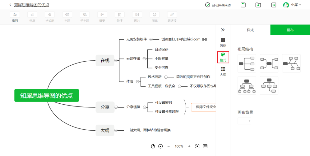 知犀思维导图 大纲视图和导出设置操作演示