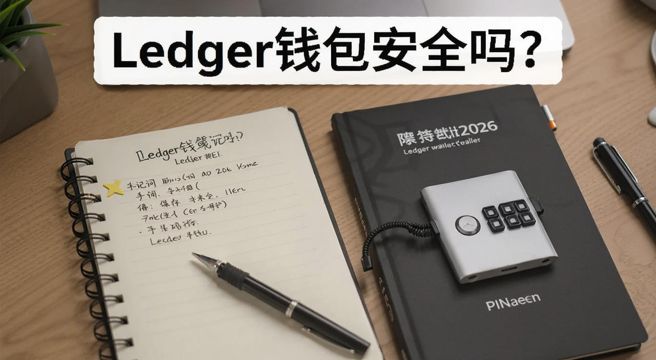 Ledger钱包2026年安全使用指南,画面展示助记词手抄保存与硬件钱包PIN码保护,文字标注