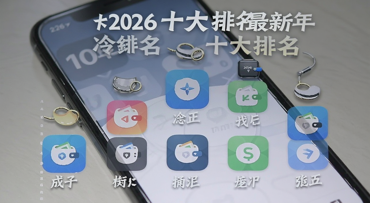 冷钱包APP十大排名2026年最新榜单 手机屏幕上显示多个冷钱包应用图标排列成排行榜样式 文字标注2026十大排名