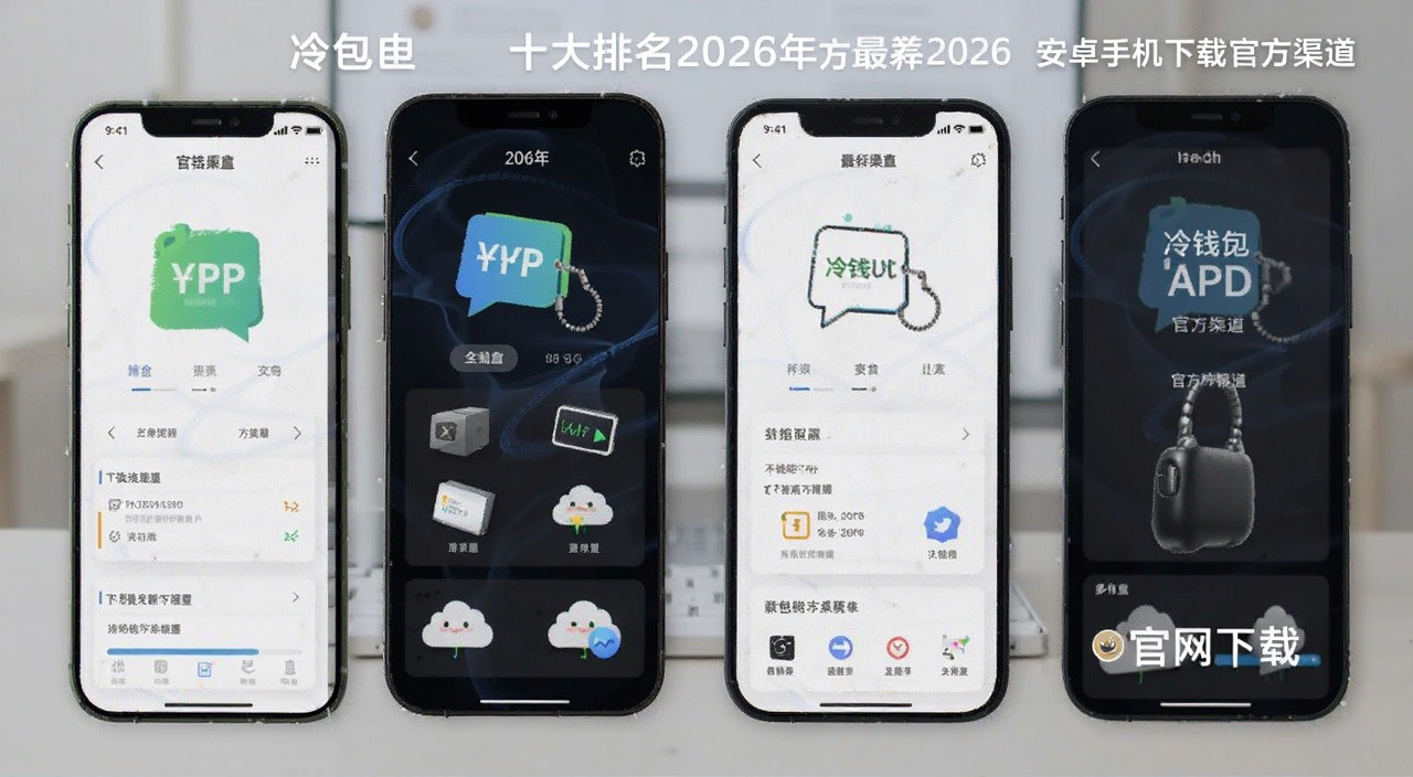 冷钱包APP十大排名2026年最新榜单 安卓手机下载冷钱包APP官方渠道界面 文字标注官网下载
