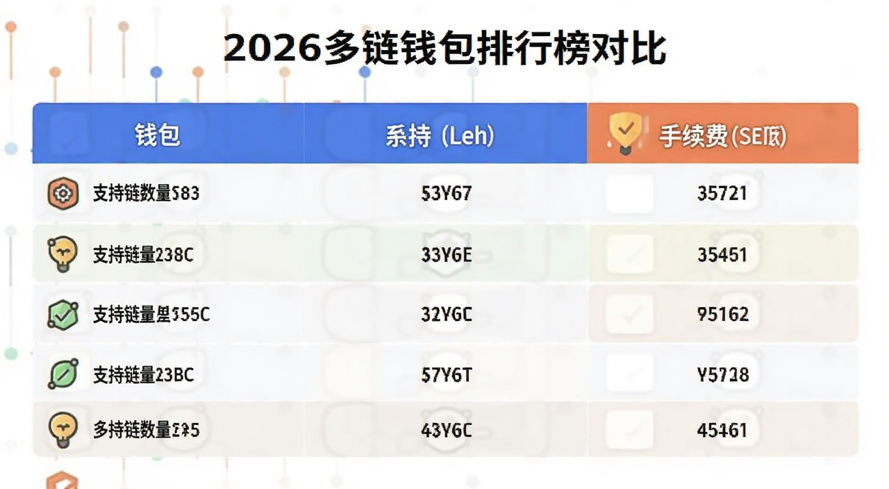 2026多链钱包排行榜对比表格,展示各钱包支持链数量和手续费对比