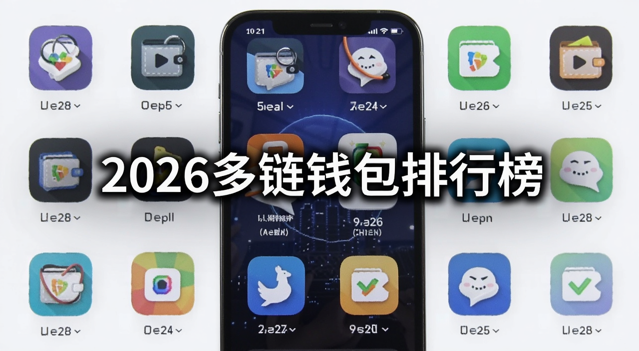 2026最新多链钱包排行榜与新手使用全攻略,手机屏幕上展示多个钱包应用图标排列对比,画面中央有