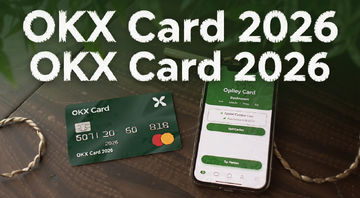 OKX Card 2026����̳������ѻ������Է���ͼ,������һ���������п��Ա߷����ֻ�,�ֻ���Ļ��ʾ����ҳ��,ͼ�������á�OKX Card 2026������ע��