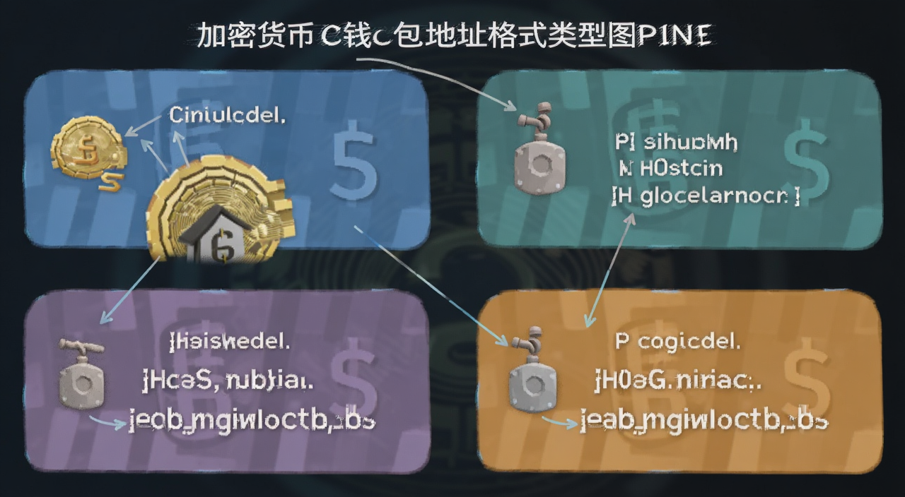 加密货币钱包地址格式类型图解,文字注明比特币以太坊波场地址示例