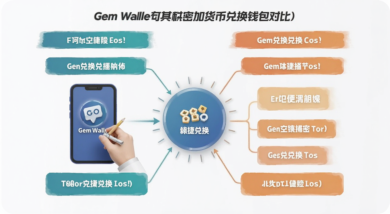 Gem Wallet与其他加密货币兑换钱包对比示意图,突出Gem Wallet便捷兑换特点