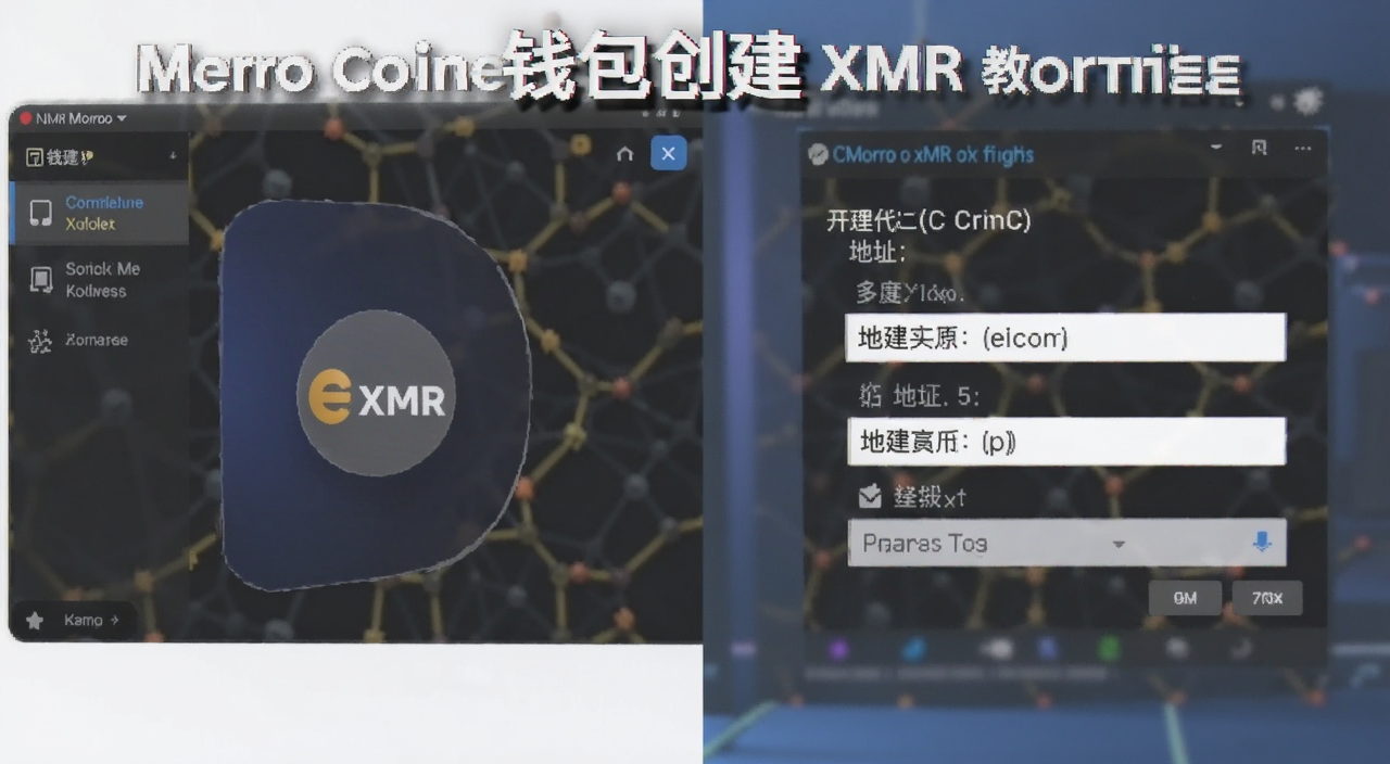 门罗币钱包创建XMR教程步骤截图,包含钱包界面和地址生成过程