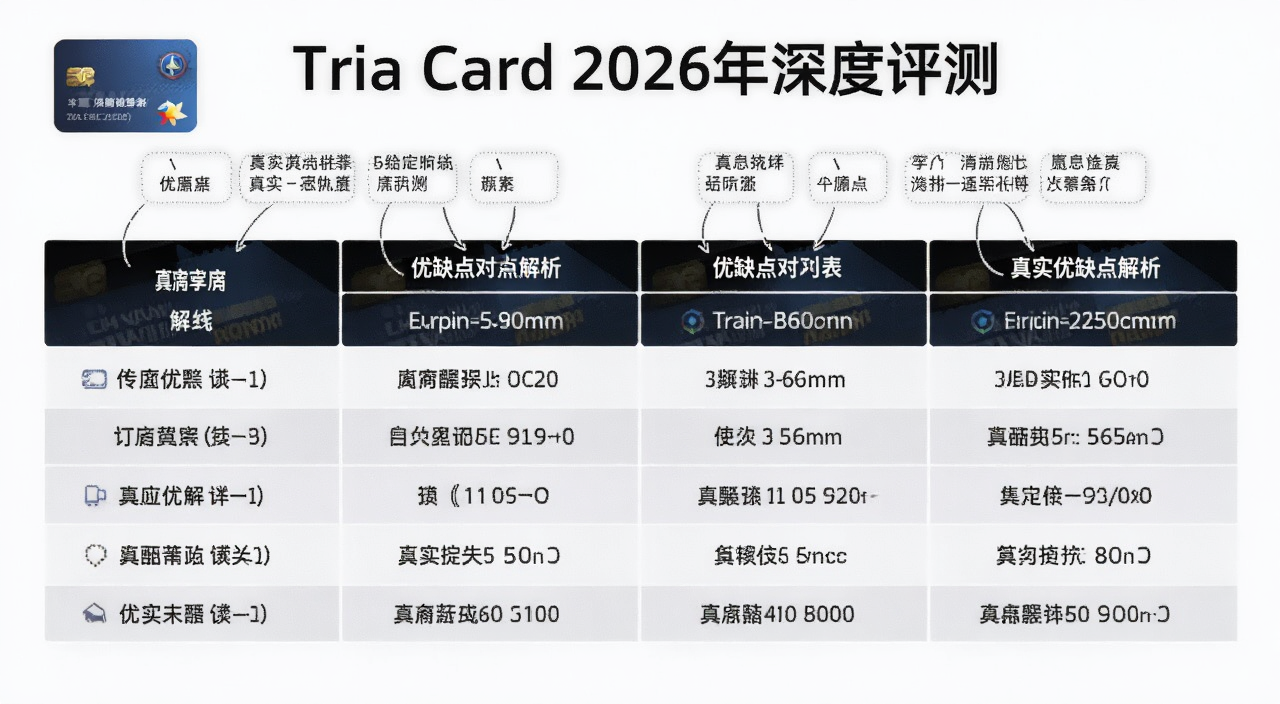 Tria Card 2026年深度评测 优缺点对比表格示意图,文字标注真实优缺点解析