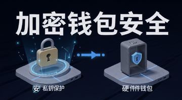 加密钱包安全使用场景示意图,包含私钥保护和硬件钱包,标注“加密钱包安全”文字