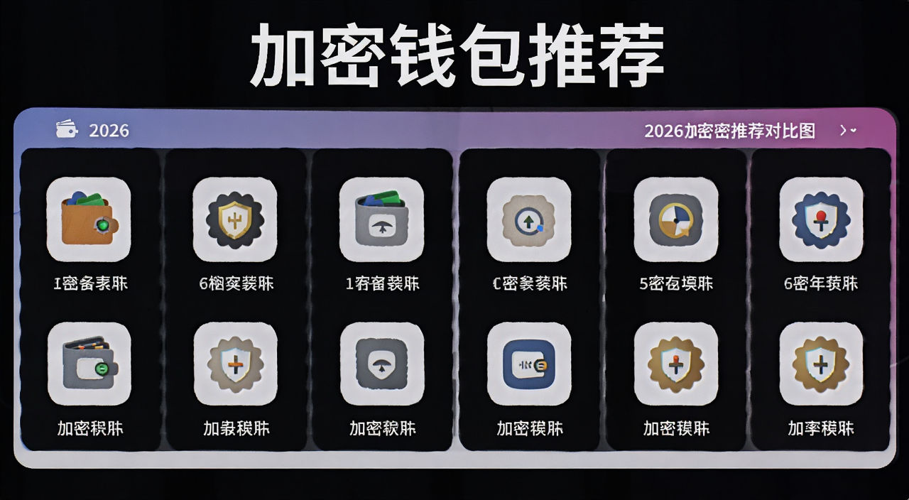 2026年6款加密钱包推荐对比图,画面包含多个钱包图标排列展示,标注“加密钱包推荐”文字