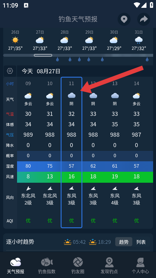 钓鱼天气最新版本季节查询技巧配图 钓鱼天气最新版本气压风向数据展示