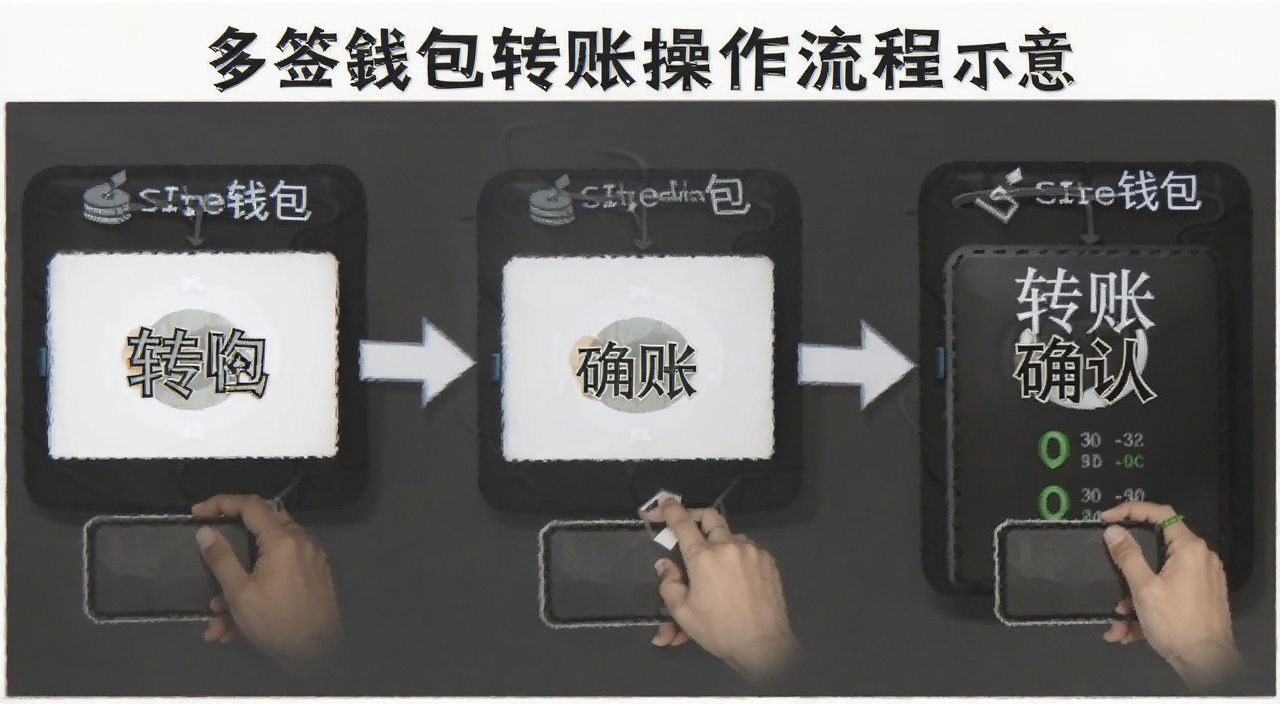 多签钱包转账操作流程示意图 图中文字标注 多签钱包 转账 确认