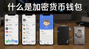 加密货币钱包完整指南与选择建议,画面中展示多个钱包APP界面和硬件钱包设备,标注