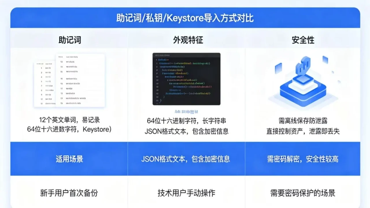 keystore导入钱包 助记词区别,什么是keystore