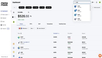 MetaMask切换网络查看USDC余额界面,关键词向MetaMask添加USDC