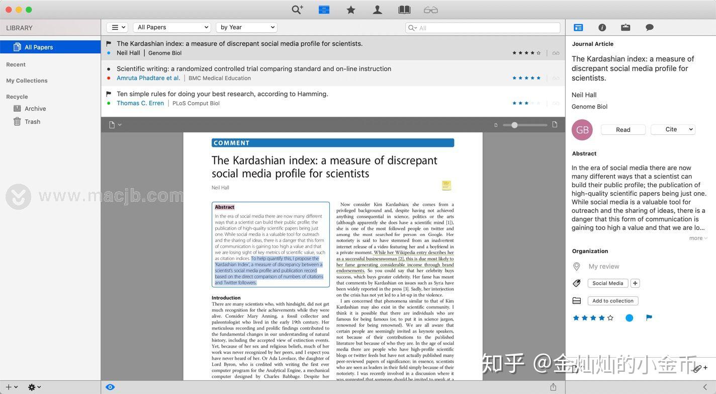 Papers for Mac(文献管理软件) 搜索导入文献与元数据匹配操作界面