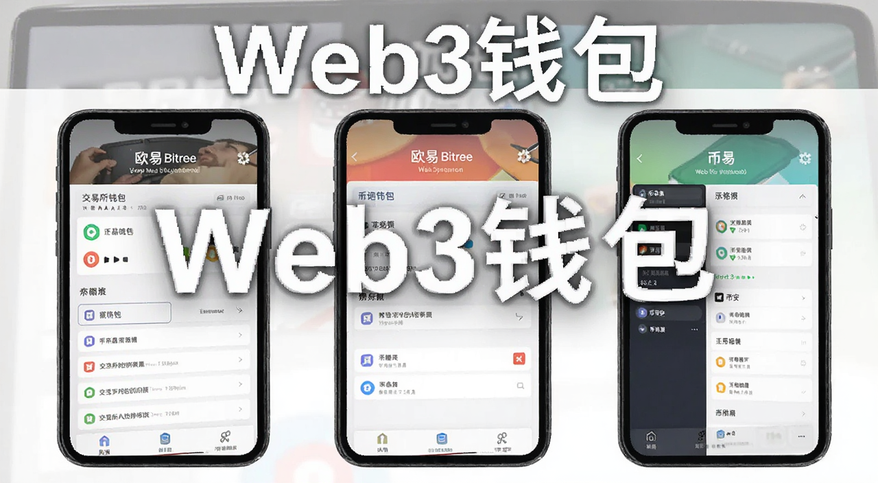 交易所Web3钱包调研报告欧易Bitget币安三款钱包界面并排对比图,图中标注