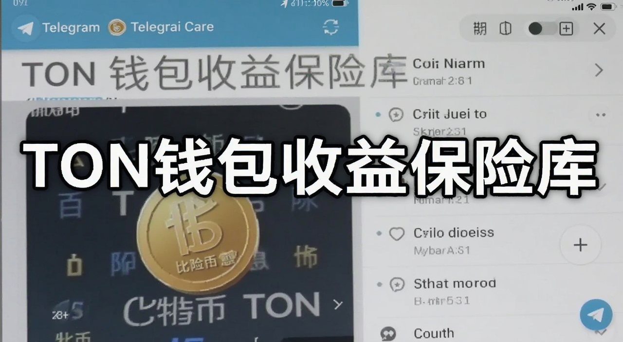 Telegram界面中TON钱包收益保险库功能入口截图,包含比特币生息操作指引,图片上标注“TON钱包收益保险库”文字
