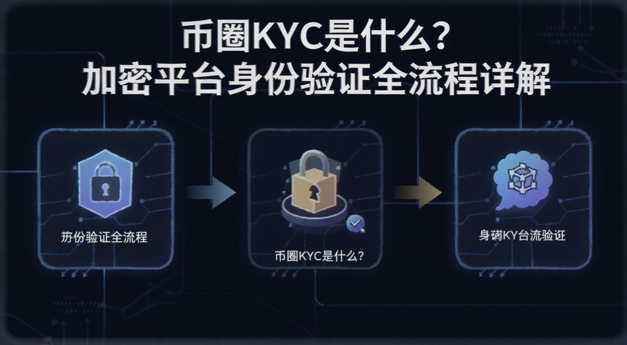 币圈KYC认证流程示意图,图中用文字标注“币圈KYC是什么?加密平台身份验证全流程详解”